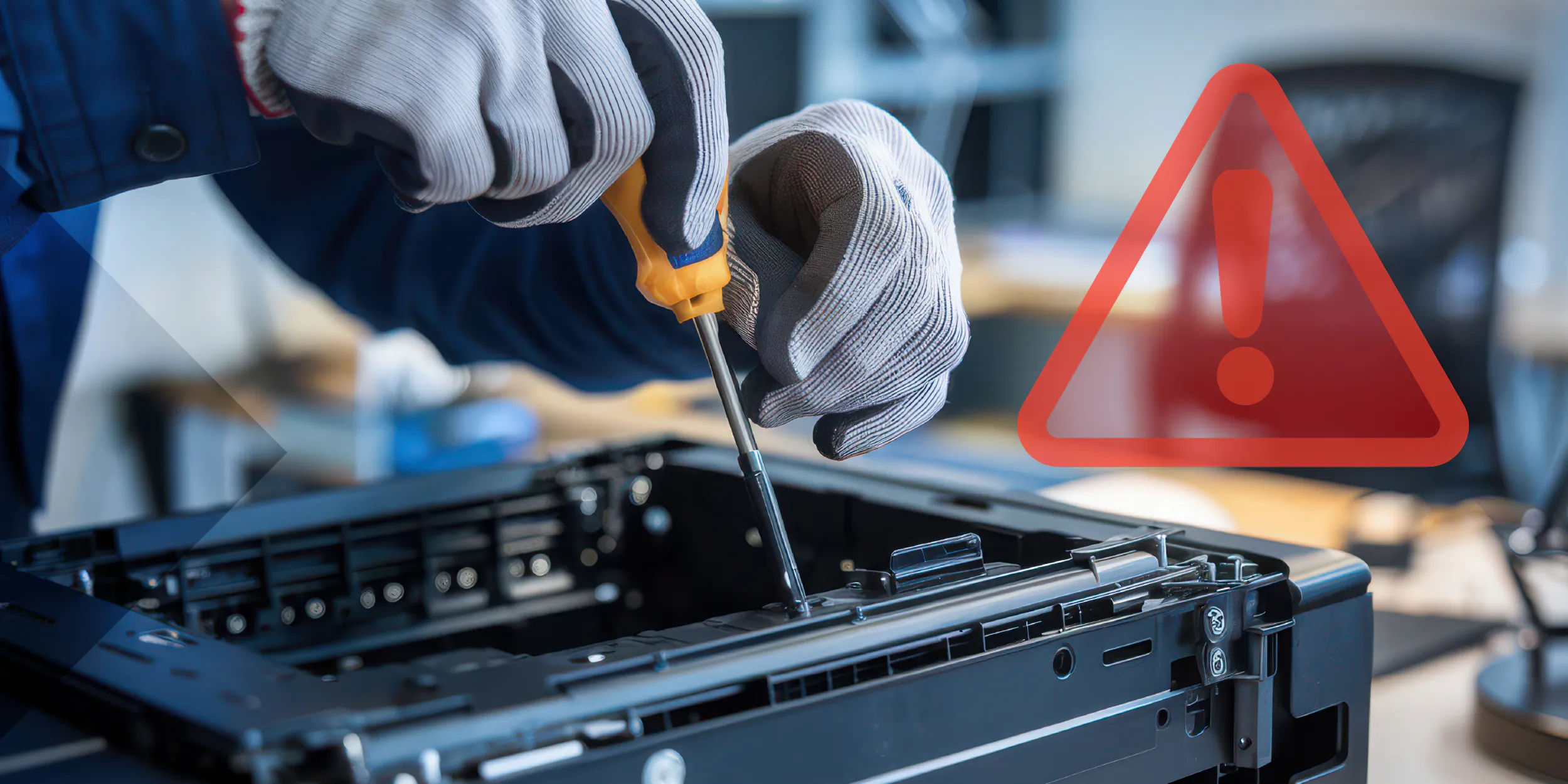 Doceo Technician working on a Desktop Printer Error
